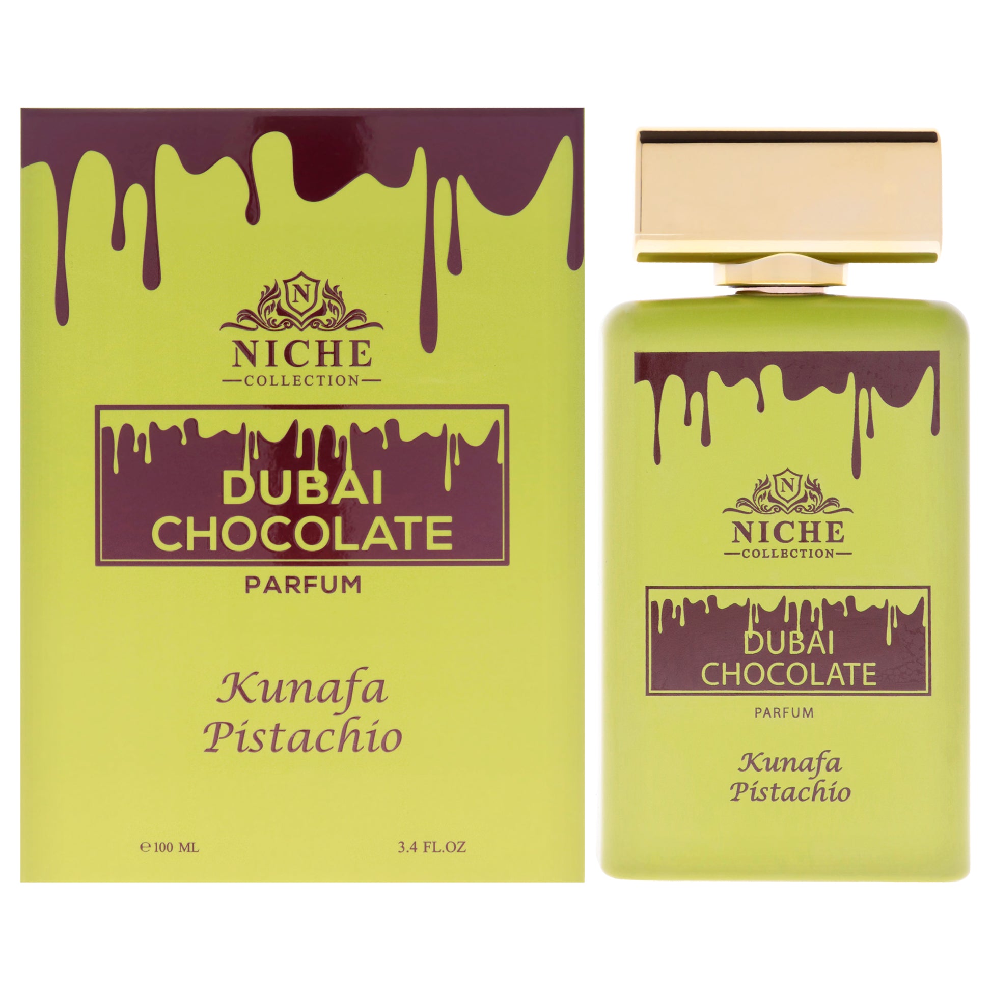 Niche Collection - Dubai Chocolate Kunafa Pistachio by Khalis for Unisex - 3.4 oz Parfum Spray