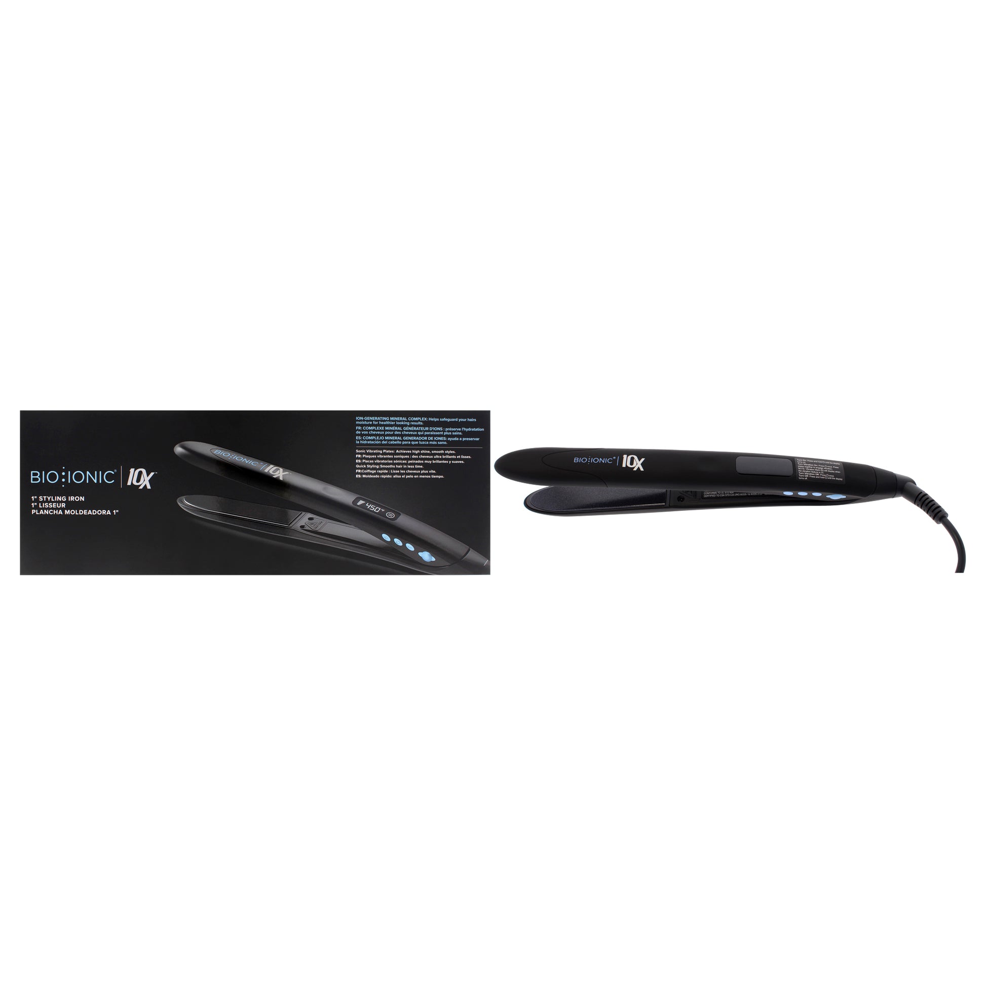 10x Styling Iron by Bio Ionic for Women - 1 Inch Flat Iron