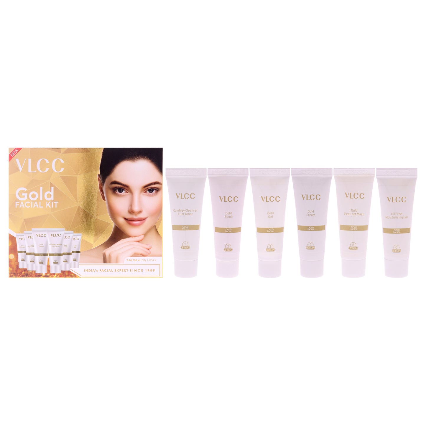 Gold Facial Kit 6 Pc 0.35oz Comfrey Cleanser Cum Toner