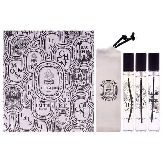 Discovery Mini Set by Diptyque for Unisex - 3 Pc Mini Gift Set 0.25oz Fleur de Peau EDP Spray, 0.25oz Do Son EDP Spray, 0.25oz Orpheon EDP Spray