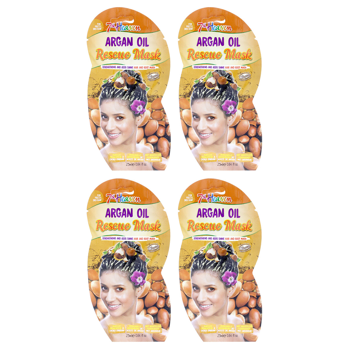 Argan Oil Hair and Root Rescue Mask by 7th Heaven for Women - 4 x 0.84 oz Mask