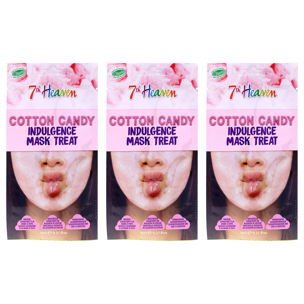 Cotton Candy Light Moisturising Skincare by 7th Heaven for Women - 3 x 0.27 oz Mask