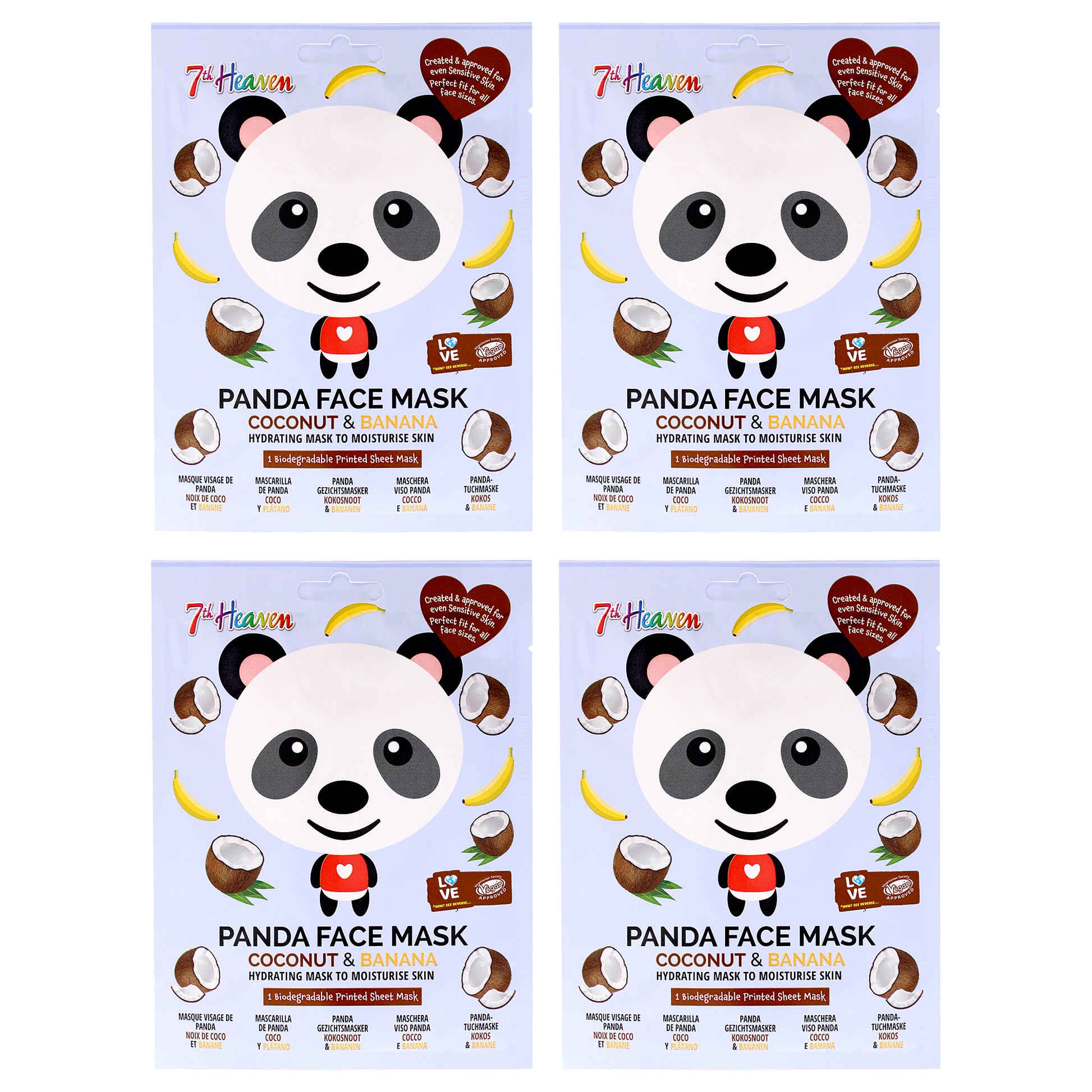 Panda Party Facial Sheet Mask by 7th Heaven for Kids - 4 Pc Mask