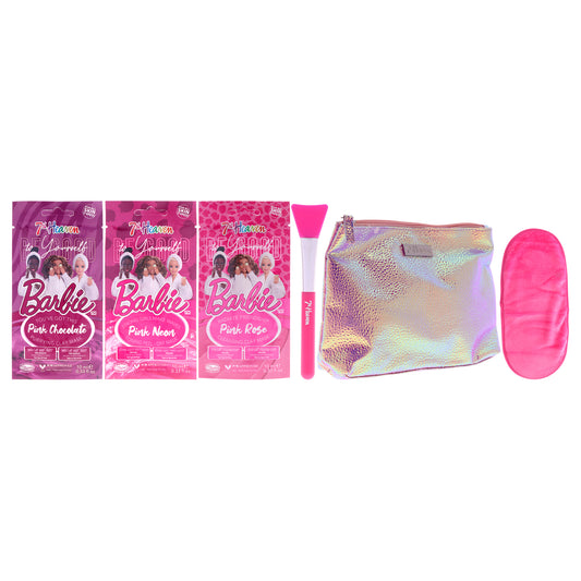Barbie Be Good To Yourself Skincare Set by 7th Heaven for Kids - 6 Pc 3 x 0.3oz Mask, Applicator, Cloth, Cosmetic Gift Bag