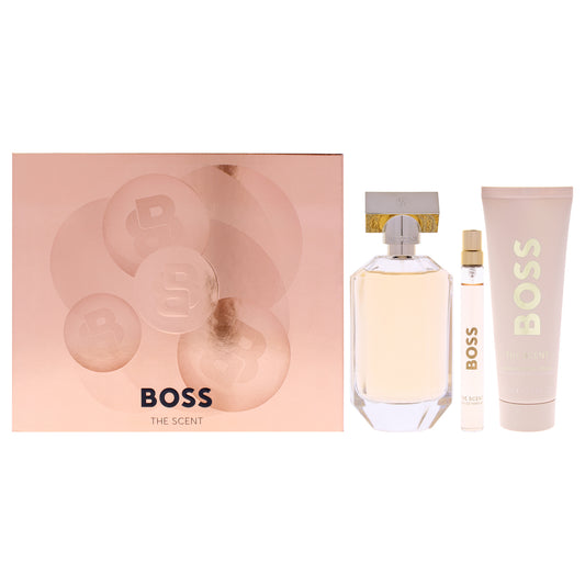 Boss The Scent by Hugo Boss for Women - 3 Pc Gift Set 3.3oz EDP Spray, 0.33oz EDP Spray (Mini), 2.5oz Body Lotion