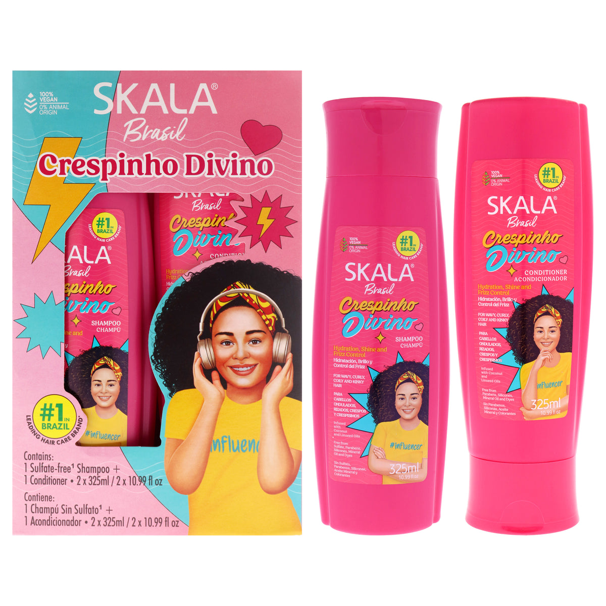 Divine Curls Kit by Skala for Kids - 2 Pc 10.99oz Shampoo, 10.99oz Conditioner
