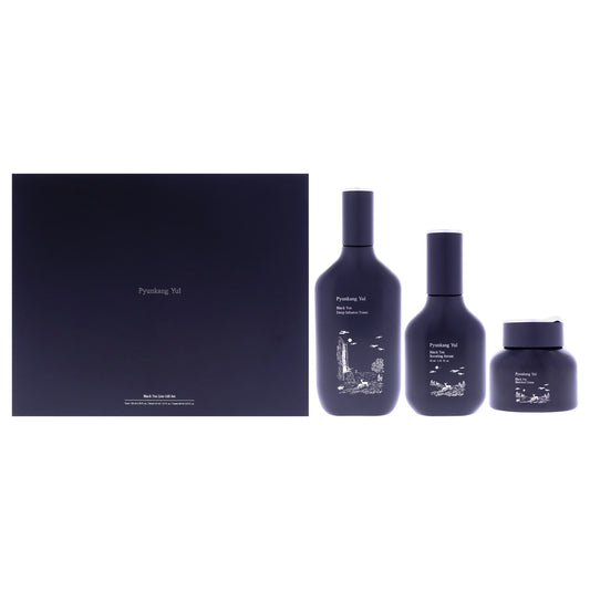 Black Tea Line by Pyunkang Yul for Unisex - 3 Pc 4.39oz Deep Infusion Toner, 1.52oz Boosting Serum, 2.02oz Enriched Cream