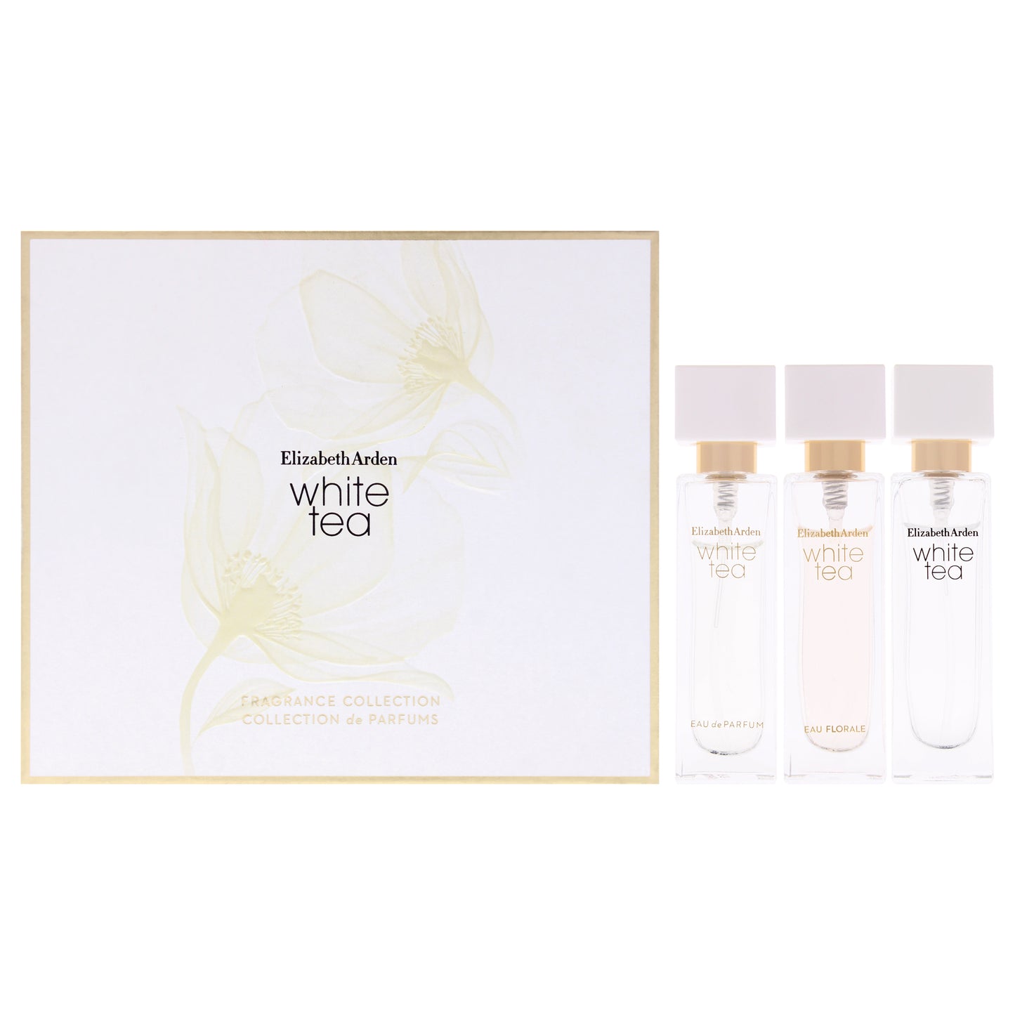 White Tea Fragrance Collection Set by Elizabeth Arden for Women - 3 Pc Mini Gift Set 0.33oz White Tea EDT Spray, 0.33oz White Tea EDP Spray, 0.33oz White Tea Eau Florale EDT Spray