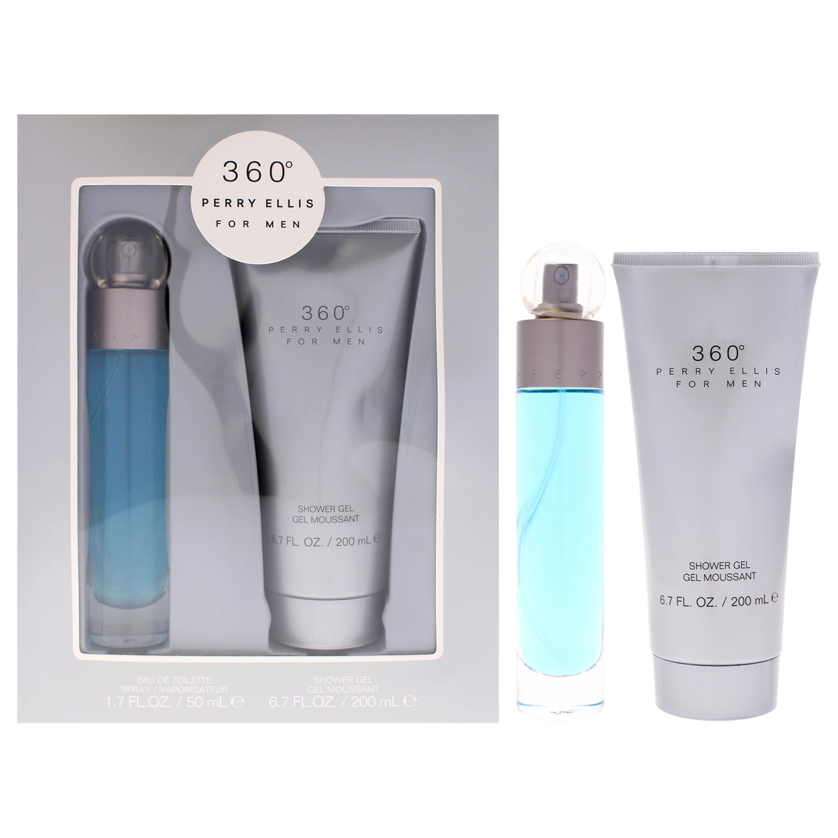 360 by Perry Ellis for Men - 2 Pc Gift Set 1.7oz EDT Spray, 6.7oz Shower Gel