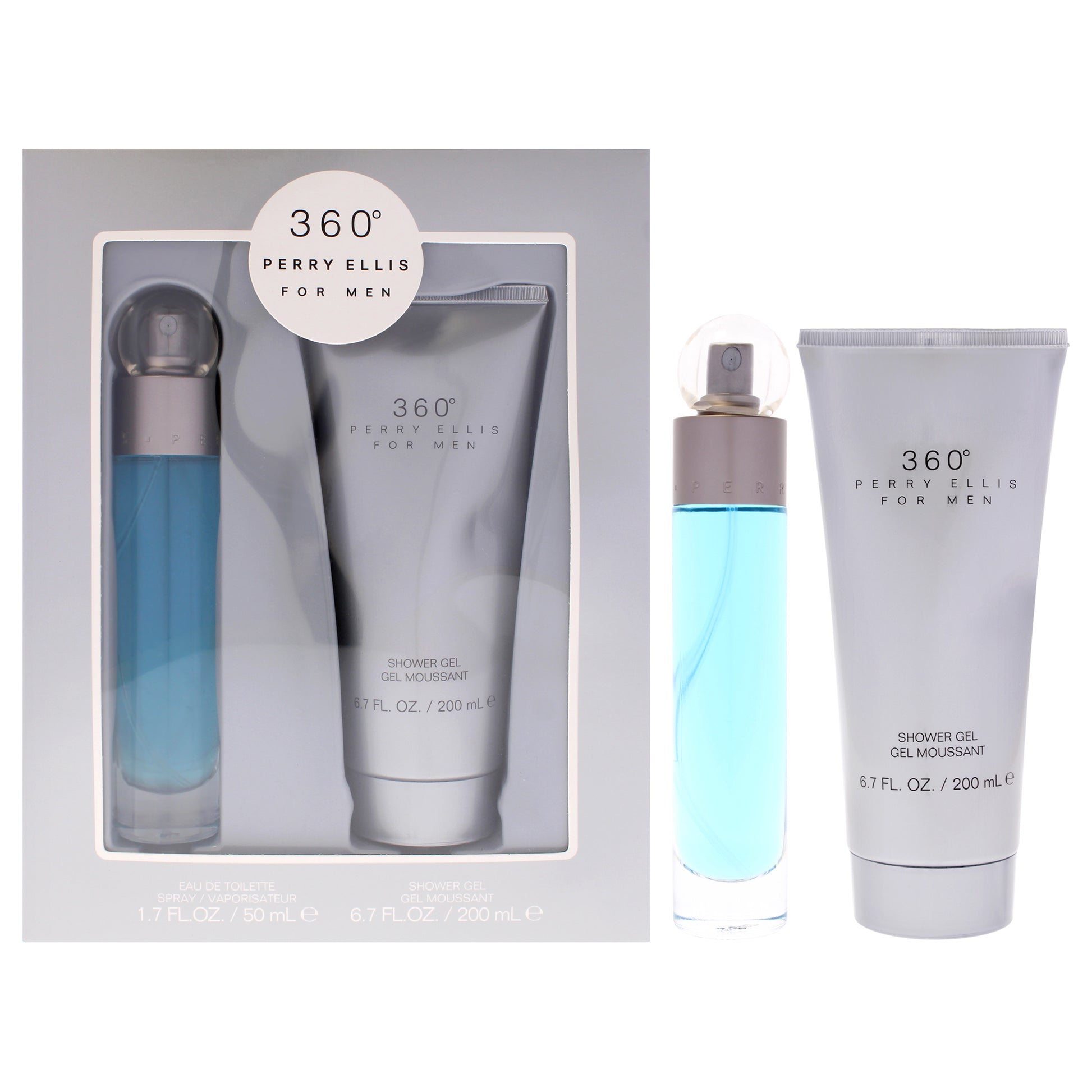 360 by Perry Ellis for Men - 2 Pc Gift Set 1.7oz EDT Spray, 6.7oz Shower Gel