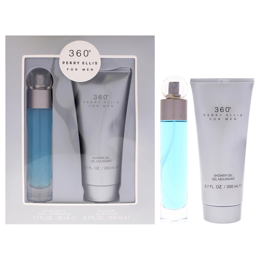 360 by Perry Ellis for Men - 2 Pc Gift Set 1.7oz EDT Spray, 6.7oz Shower Gel