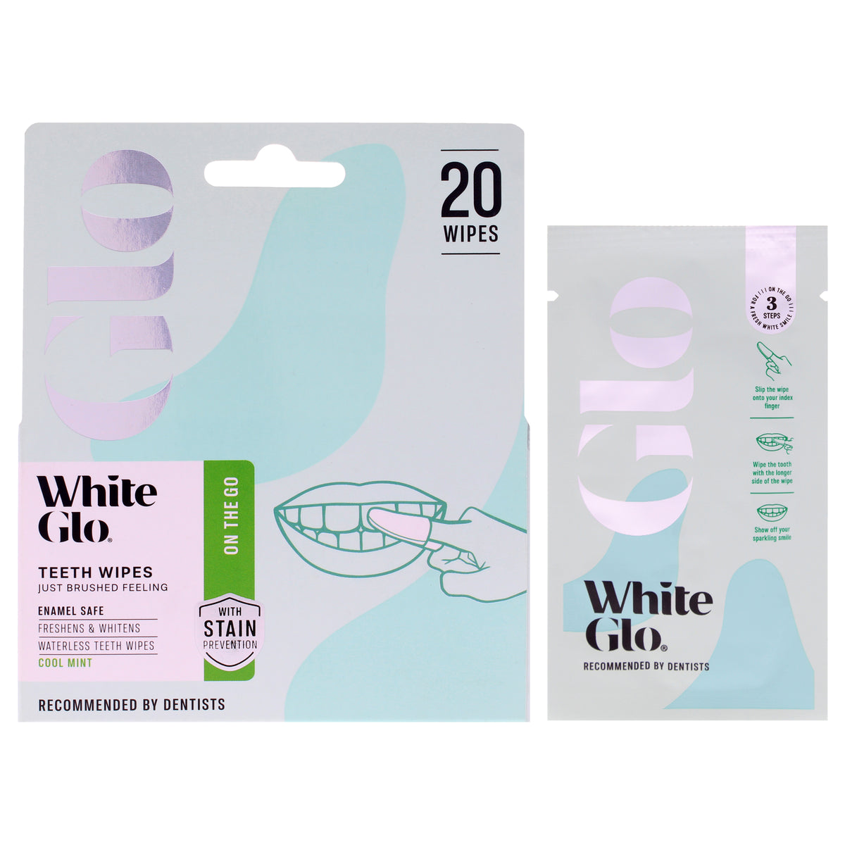 Waterless Teeth Wipes by White Glo for Unisex - 20 Pc Wipes