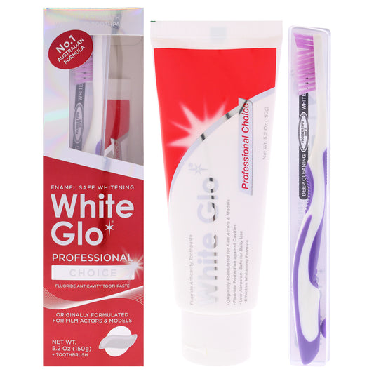 Professional Choice Whitening by White Glo for Unisex - 2 Pc 5.2oz Toothpaste, Toothbrush