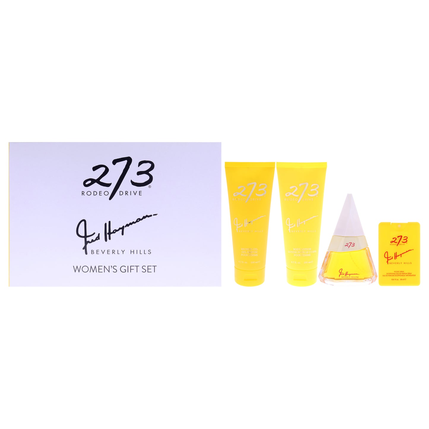 273 by Fred Hayman for Women - 4 Pc Gift Set 3.4oz Exceptional EDP Spray, 0.61oz Exceptional EDP Spray, 6.7oz Body Lotion, 6.7oz Shower Gel