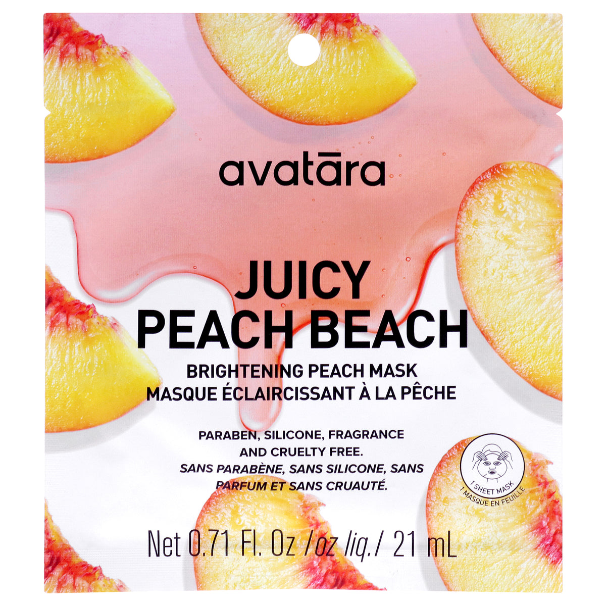 Juice Peach Beach Brightening Face Mask by Avatara for Women - 1 Pc Mask