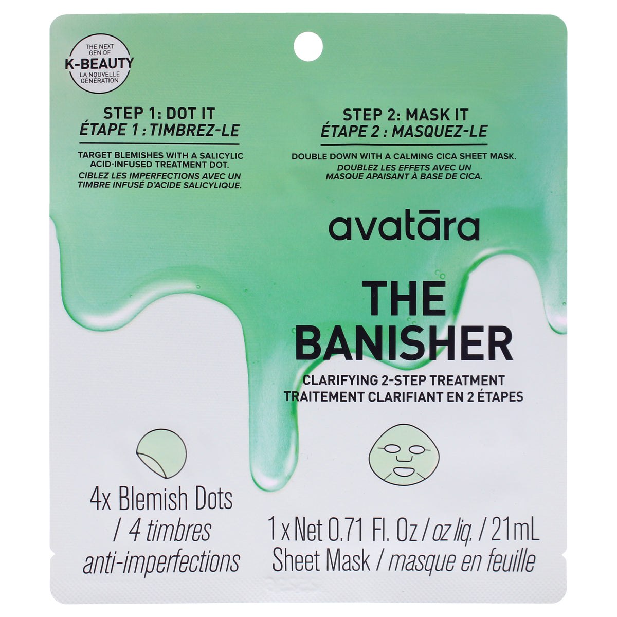 The Banisher 2 Step Clarifying Treatment by Avatara for Women - 5 Pc 4 Blemish Dots, Mask