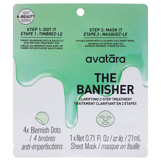 The Banisher 2 Step Clarifying Treatment by Avatara for Women - 5 Pc 4 Blemish Dots, Mask