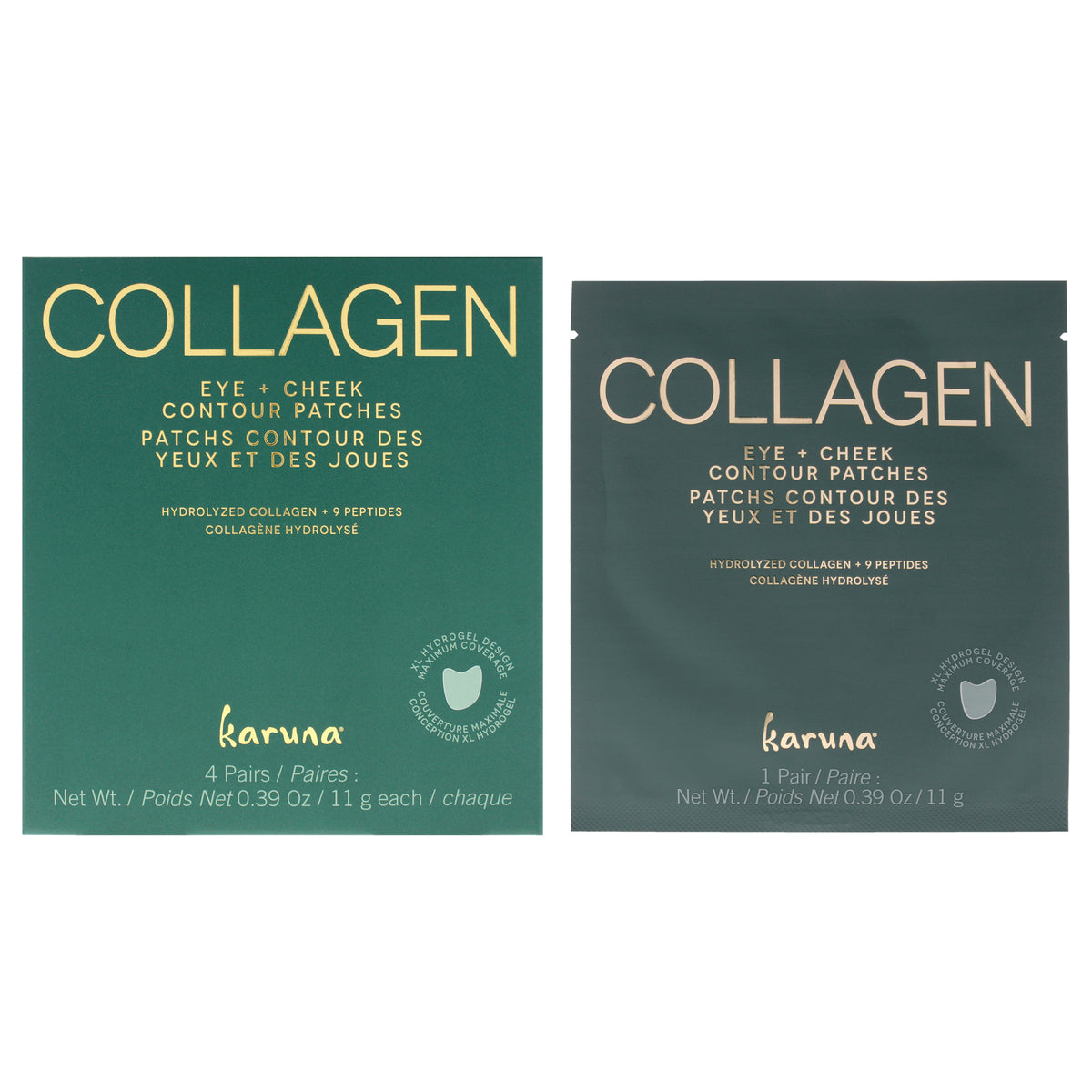 Collagen Hydrogel Eye Plus Cheek Patches by Karuna for Women - 4 Pair Patches