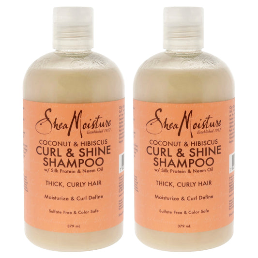 Coconut & Hibiscus Curl & Shine Shampoo - Pack of 2 by Shea Moisture for Unisex - 13 oz Shampoo