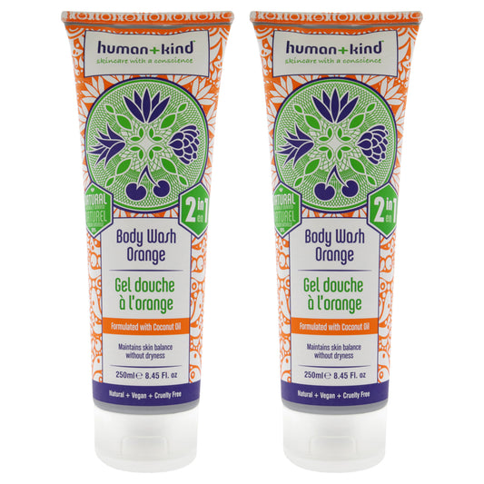 Body Wash Orange - Pack of 2 by Human+Kind for Unisex - 8.45 oz Body Wash