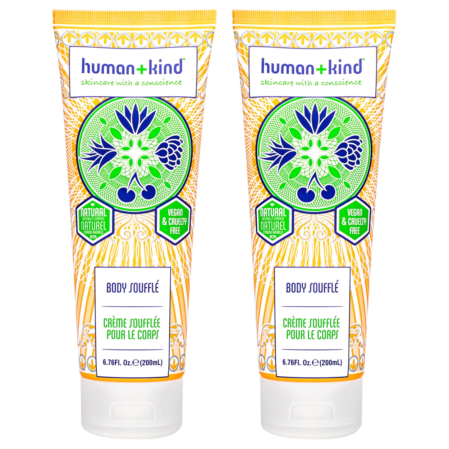 Body Souffle Cream - Tube - Pack of 2 by Human+Kind for Unisex - 6.76 oz Body Cream
