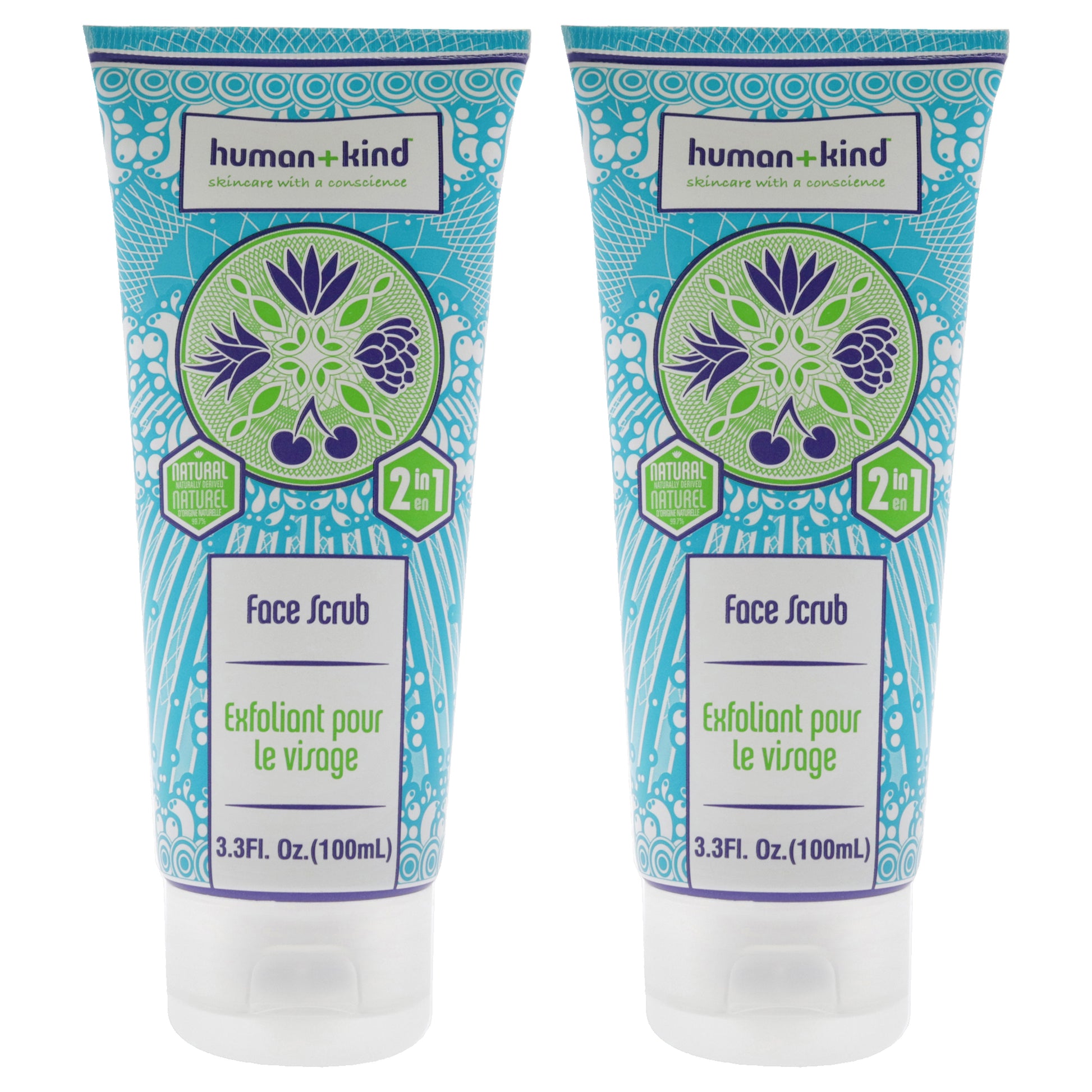 Face Scrub - Pack of 2 by Human+Kind for Unisex - 3.3 oz Scrub
