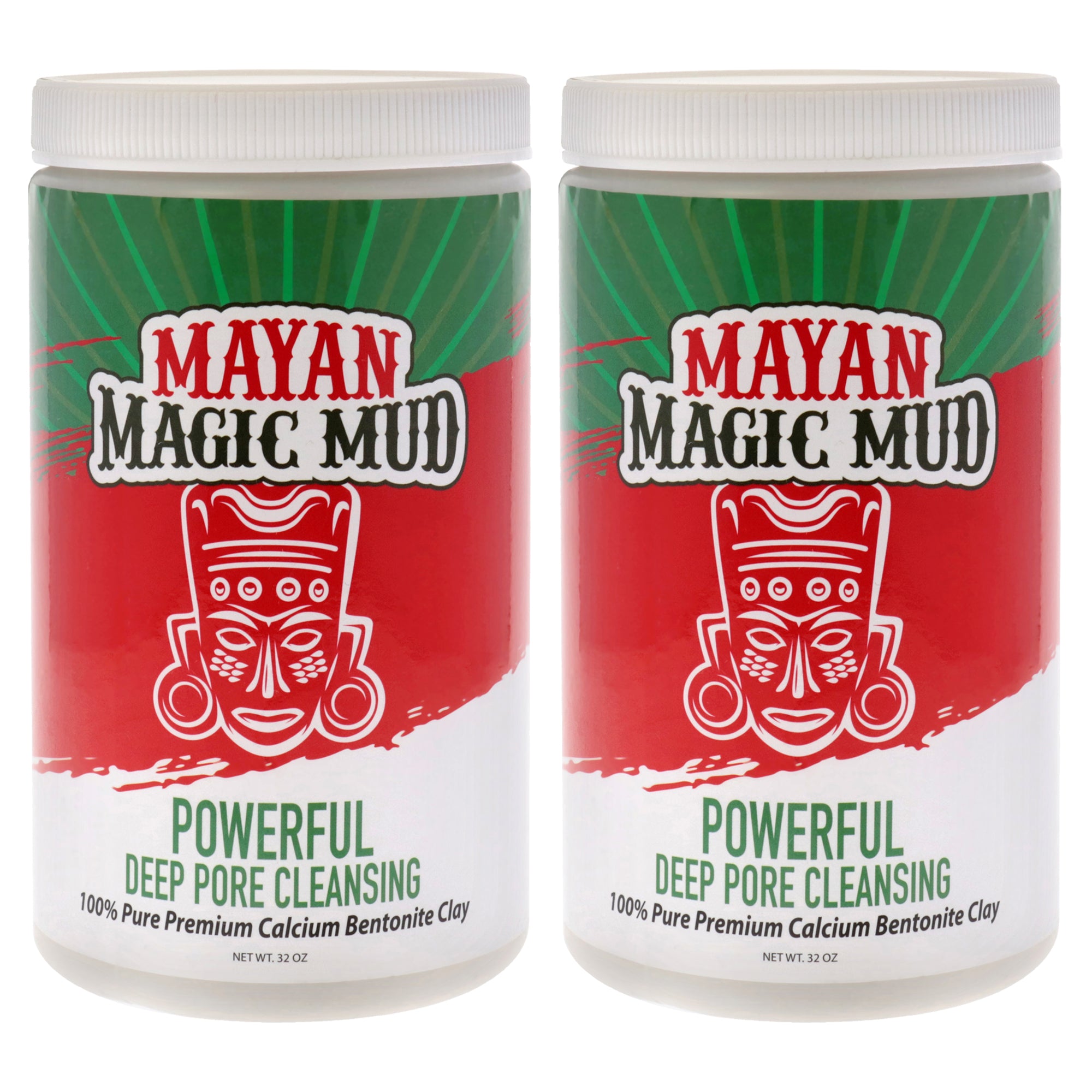 Powerful Deep Pore Cleansing Clay - Pack of 2 by Mayan Magic Mud for Unisex - 32 oz Cleanser