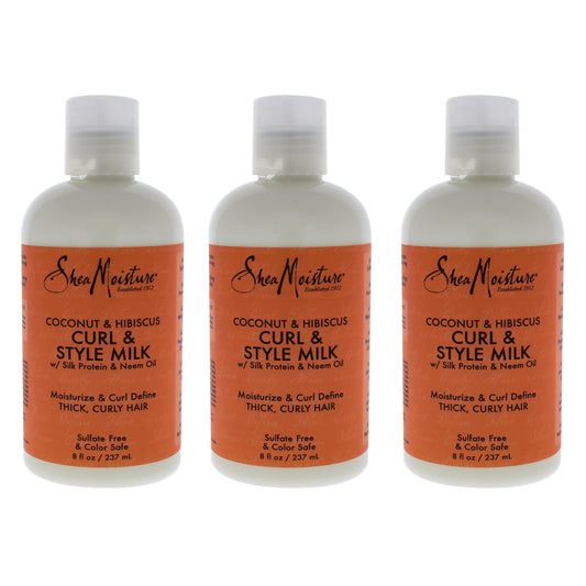 Coconut and Hibiscus Curl Style Milk by Shea Moisture for Unisex - 8 oz Cream - Pack of 3