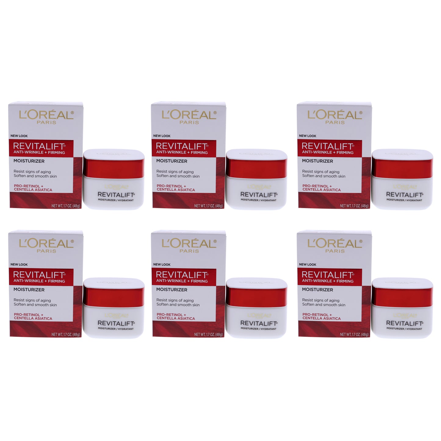 Revitalift Anti-Wrinkle and Firming Moisturizer Cream by LOreal Paris for Unisex - 1.7 oz Cream - Pack of 6