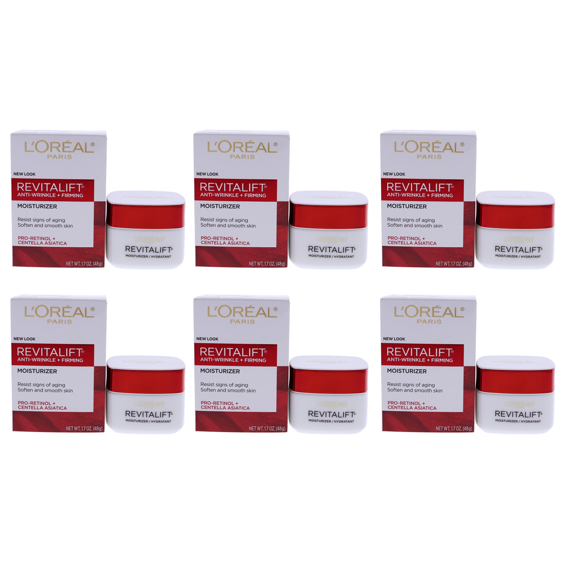 Revitalift Anti-Wrinkle and Firming Moisturizer Cream by LOreal Paris for Unisex - 1.7 oz Cream - Pack of 6