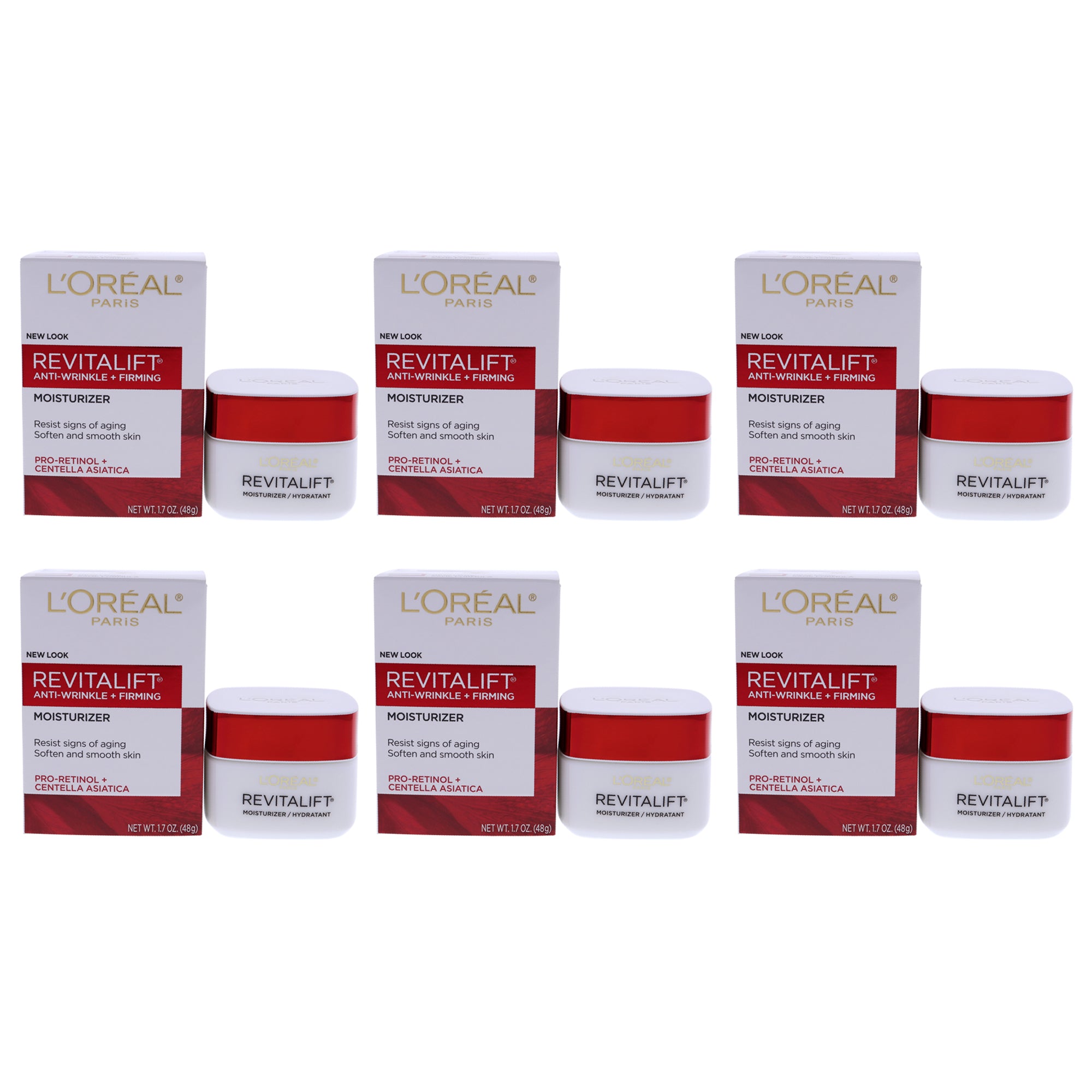 Revitalift Anti-Wrinkle and Firming Moisturizer Cream by LOreal Paris for Unisex - 1.7 oz Cream - Pack of 6