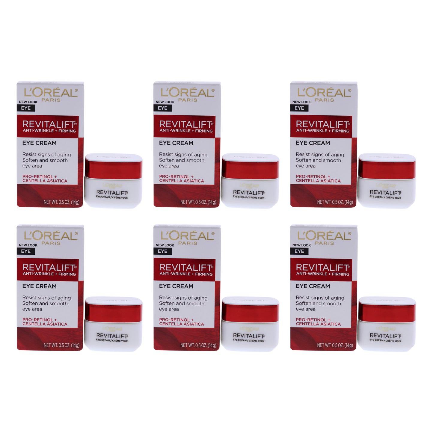 Revitalift Anti-Wrinkle and Firming Eye Treatment by LOreal Paris for Unisex - 0.5 oz Cream - Pack of 6