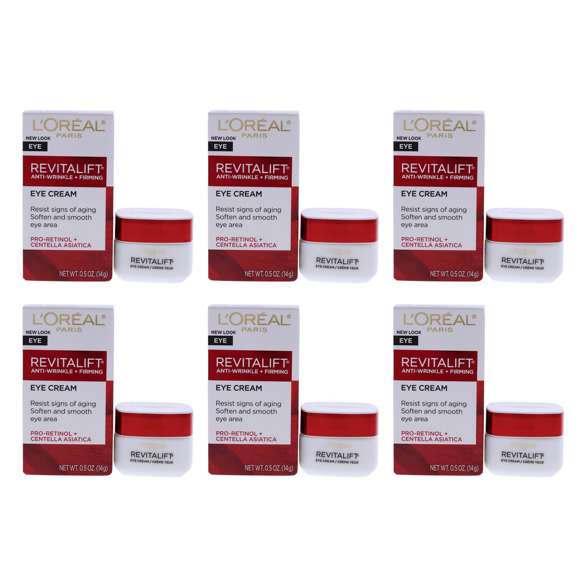 Revitalift Anti-Wrinkle and Firming Eye Treatment by LOreal Paris for Unisex - 0.5 oz Cream - Pack of 6