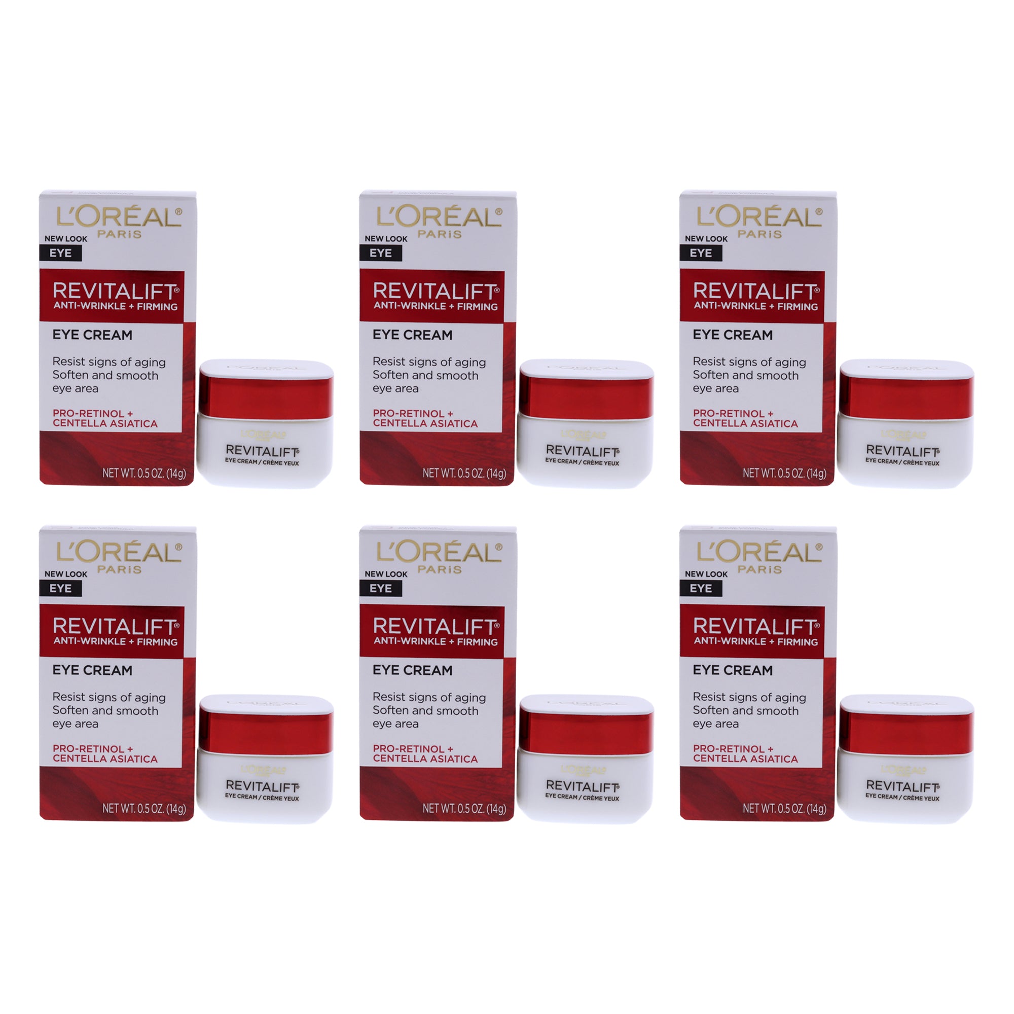 Revitalift Anti-Wrinkle and Firming Eye Treatment by LOreal Paris for Unisex - 0.5 oz Cream - Pack of 6