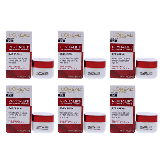 Revitalift Anti-Wrinkle and Firming Eye Treatment by LOreal Paris for Unisex - 0.5 oz Cream - Pack of 6