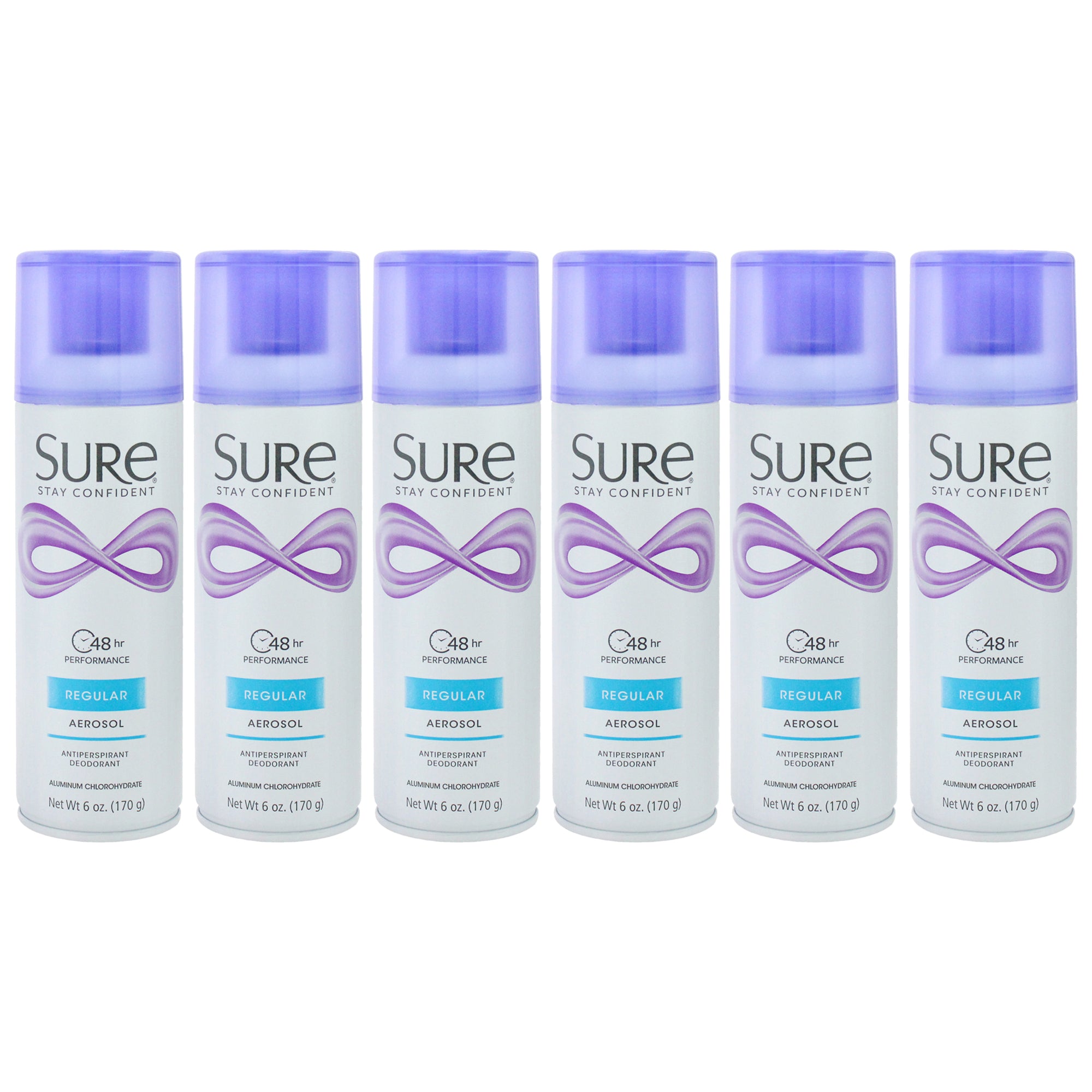 Aerosol Anti-Perspirant and Deodorant - Regular by Sure for Unisex - 6 oz Deodorant Spray - Pack of 6