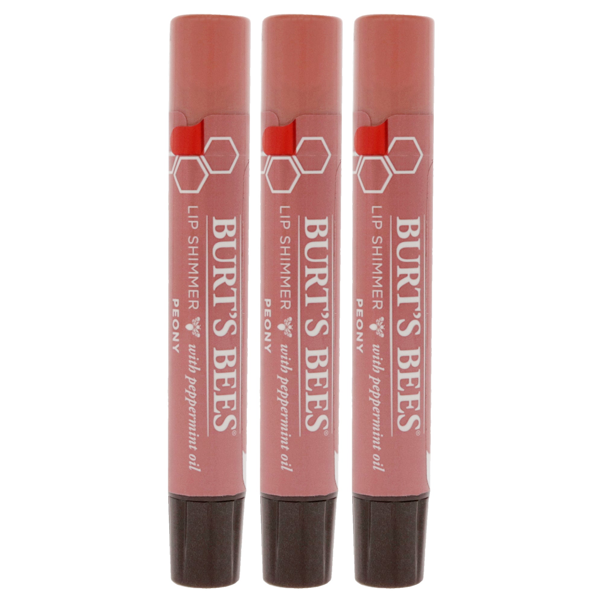 Burts Bees Lip Shimmer - Peony by Burts Bees for Women - 0.09 oz Lip Shimmer - Pack of 3