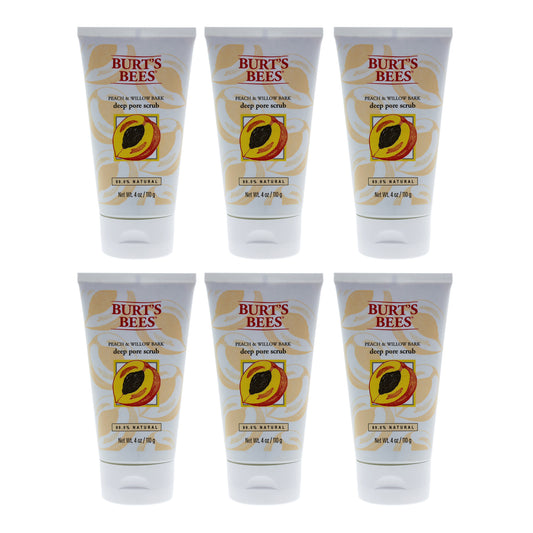 Peach and Willow Bark Deep Pore Scrub by Burts Bees for Women - 4 oz Scrub - Pack of 6