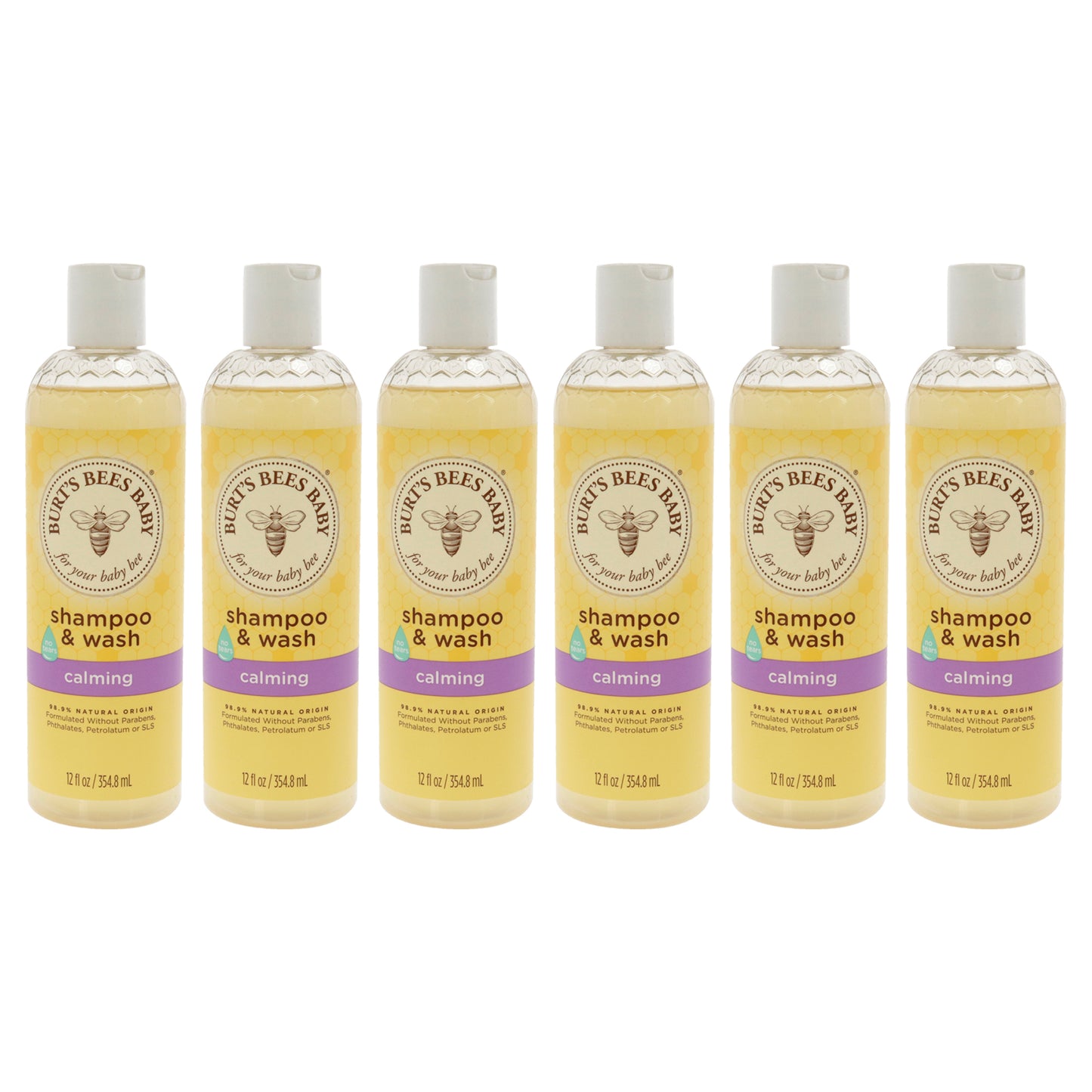 Baby Shampoo and Wash Calming by Burts Bees for Kids - 12 oz Shampoo and Body Wash - Pack of 6