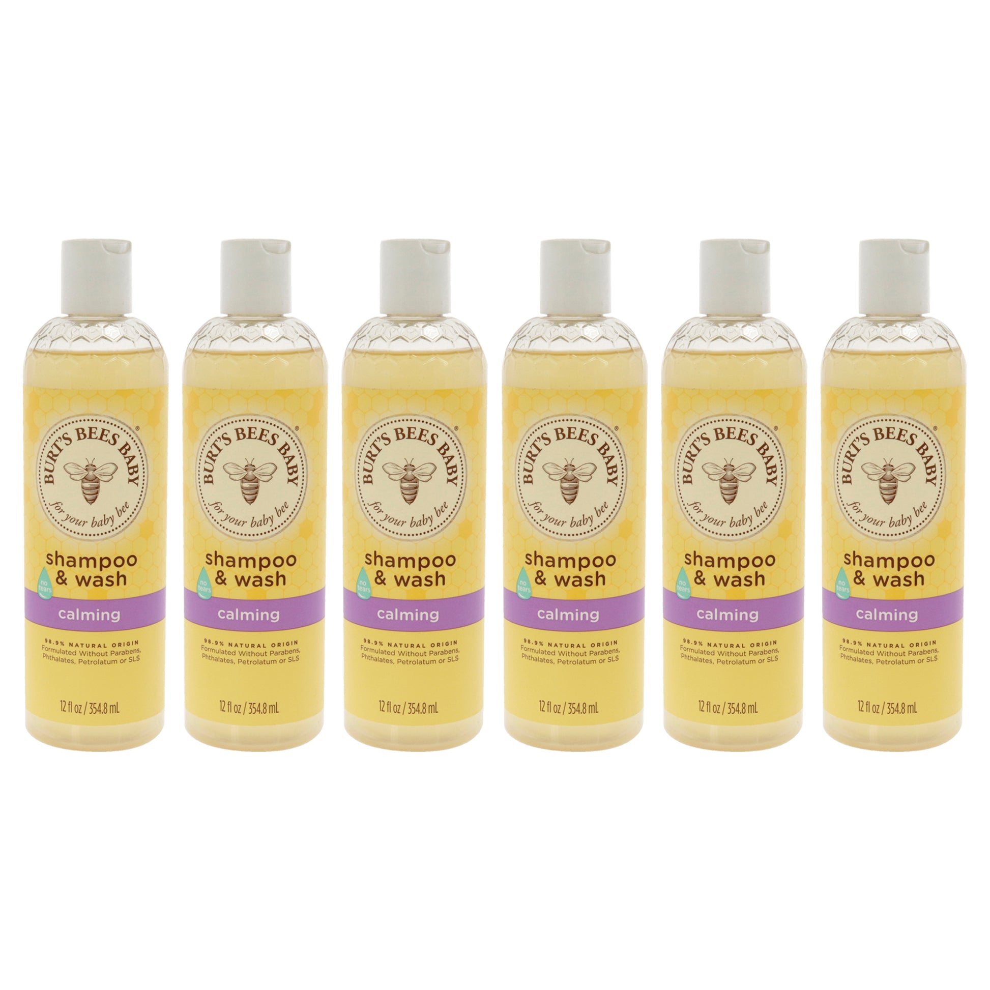 Baby Shampoo and Wash Calming by Burts Bees for Kids - 12 oz Shampoo and Body Wash - Pack of 6