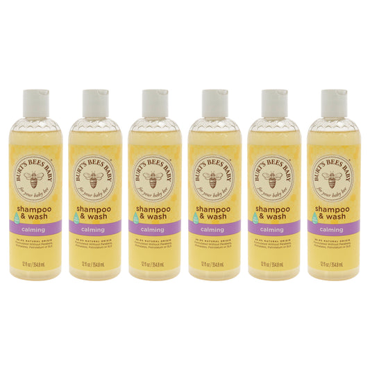 Baby Shampoo and Wash Calming by Burts Bees for Kids - 12 oz Shampoo and Body Wash - Pack of 6