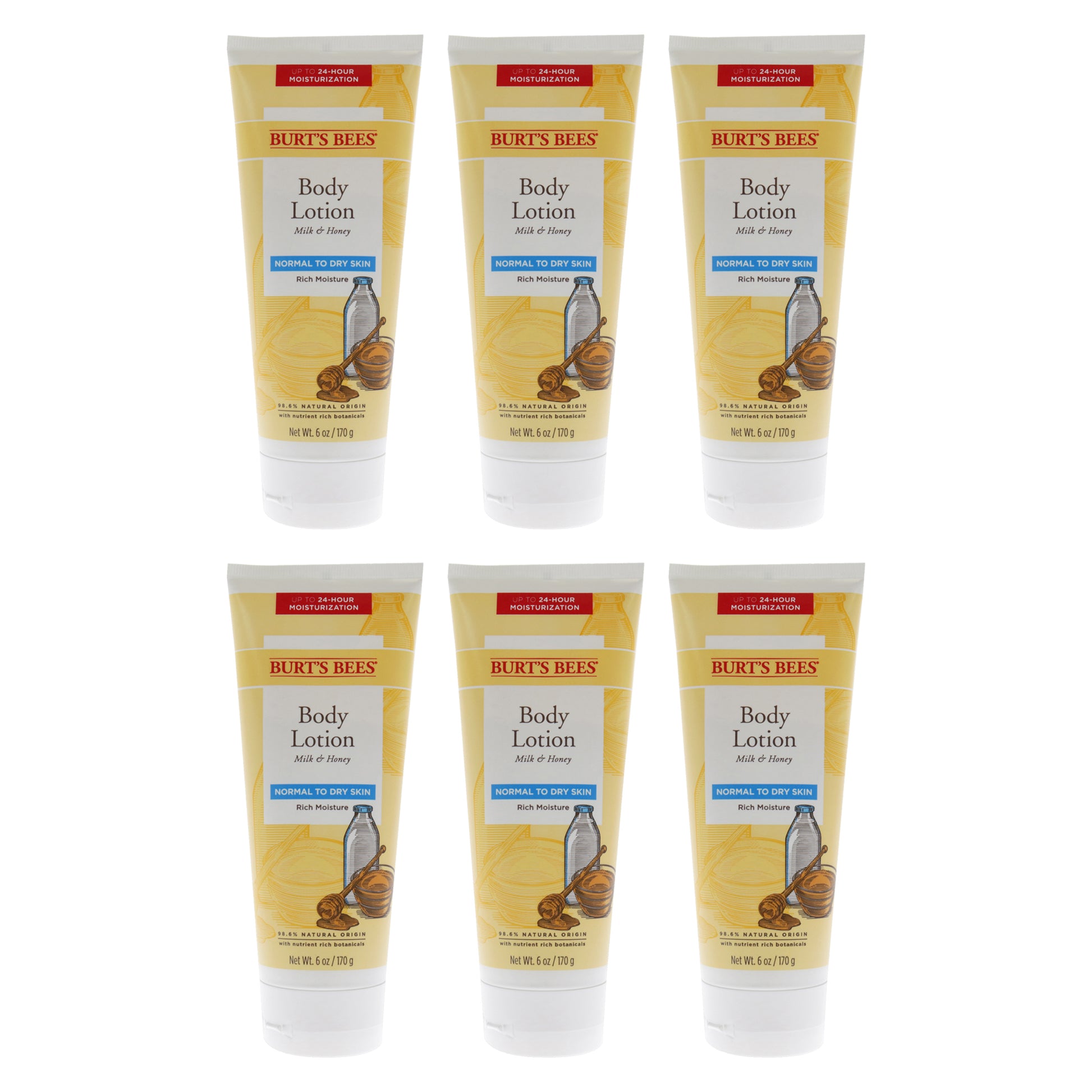 Milk and Honey Body Lotion by Burts Bees for Unisex - 6 oz Body Lotion - Pack of 6