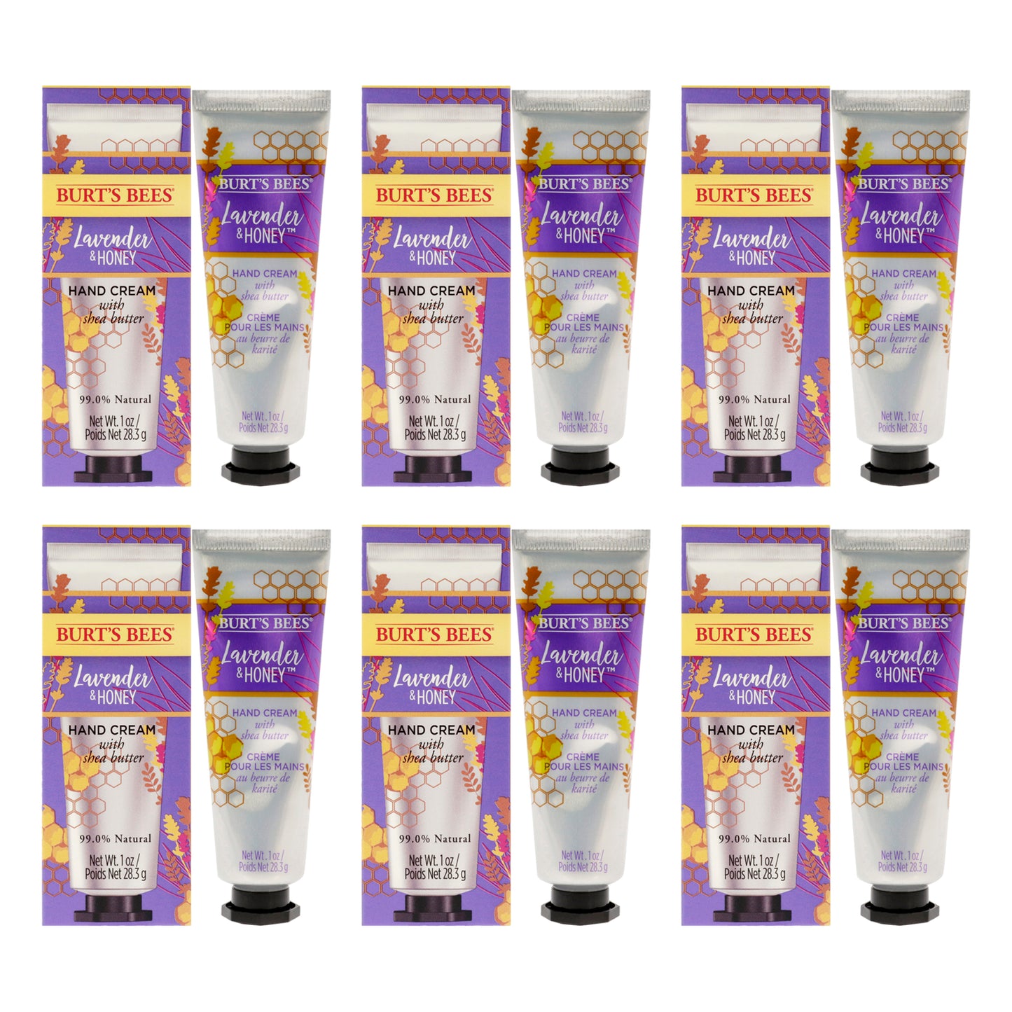 Lavender and Honey Hand Cream by Burts Bees for Unisex - 1 oz Cream - Pack of 6