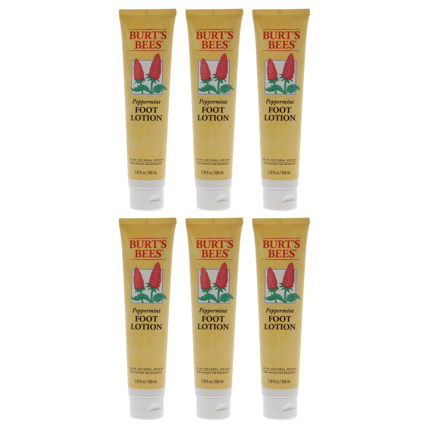 Peppermint Foot Lotion by Burts Bees for Unisex - 3.38 oz Lotion - Pack of 6