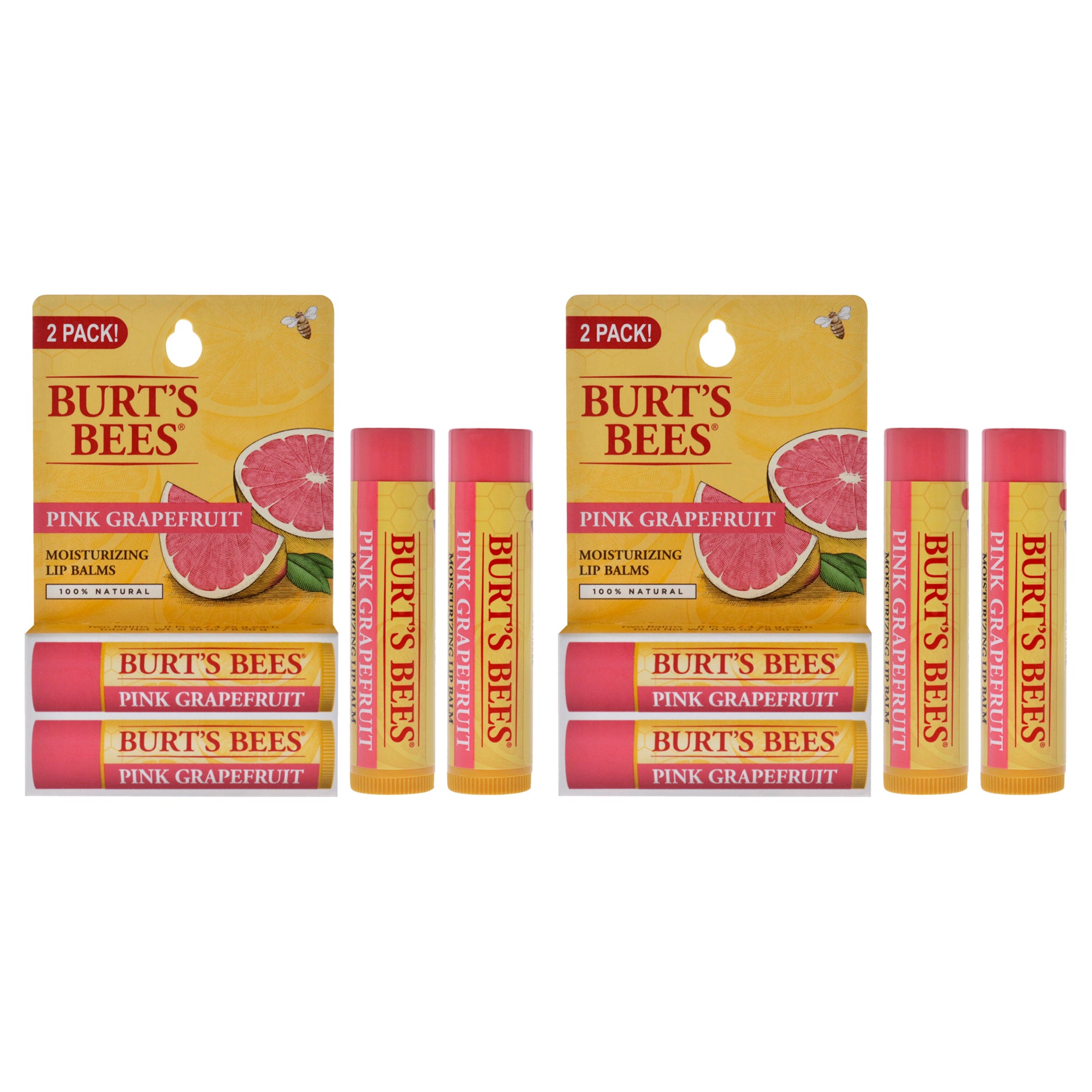 Pink Grapefruit Moisturizing Lip Balm Twin Pack by Burts Bees for Unisex - 2 x 0.15 oz Lip Balm - Pack of 2