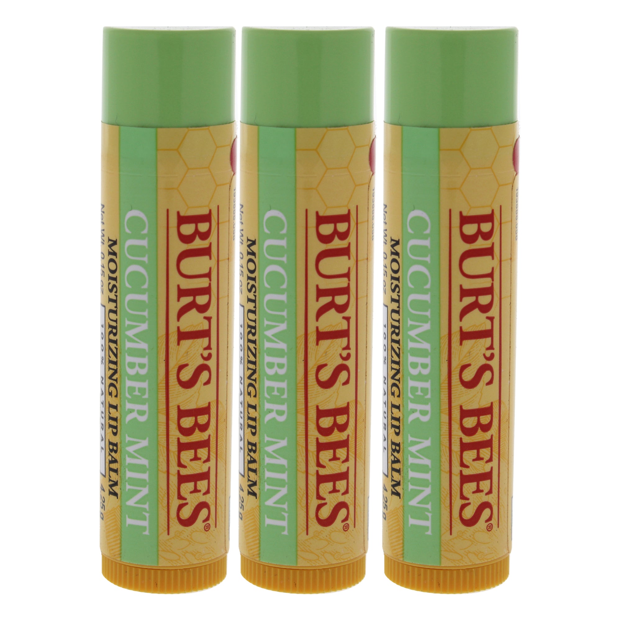 Cucumber Mint Moisturizing Lip Balm by Burts Bees for Women - 0.15 oz Lip Balm - Pack of 3