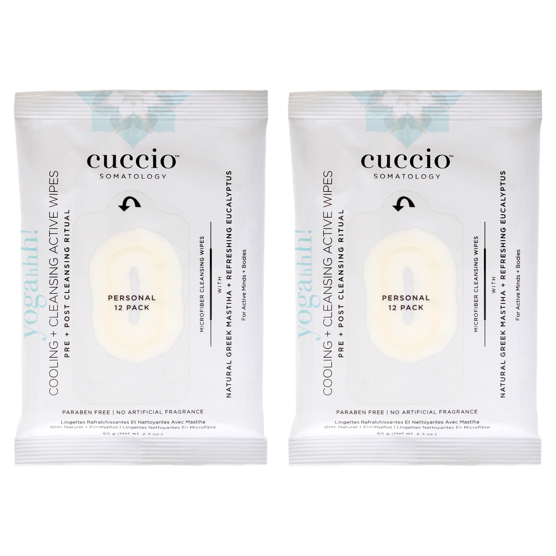 Somatology Yogahh Cooling Plus Cleansing Wipes by Cuccio Somatology for Unisex - 12 Count Wipes - Pack of 2