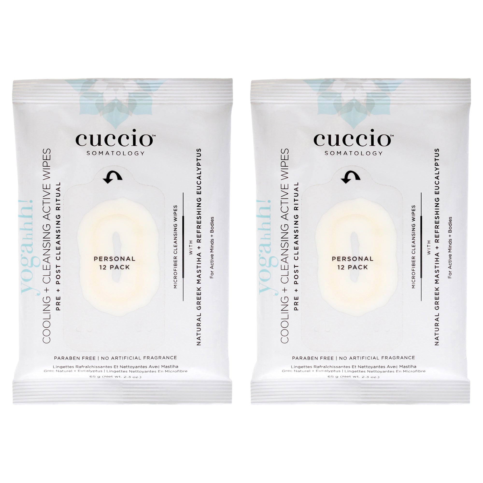 Somatology Yogahh Cooling Plus Cleansing Wipes by Cuccio Somatology for Unisex - 12 Count Wipes - Pack of 2