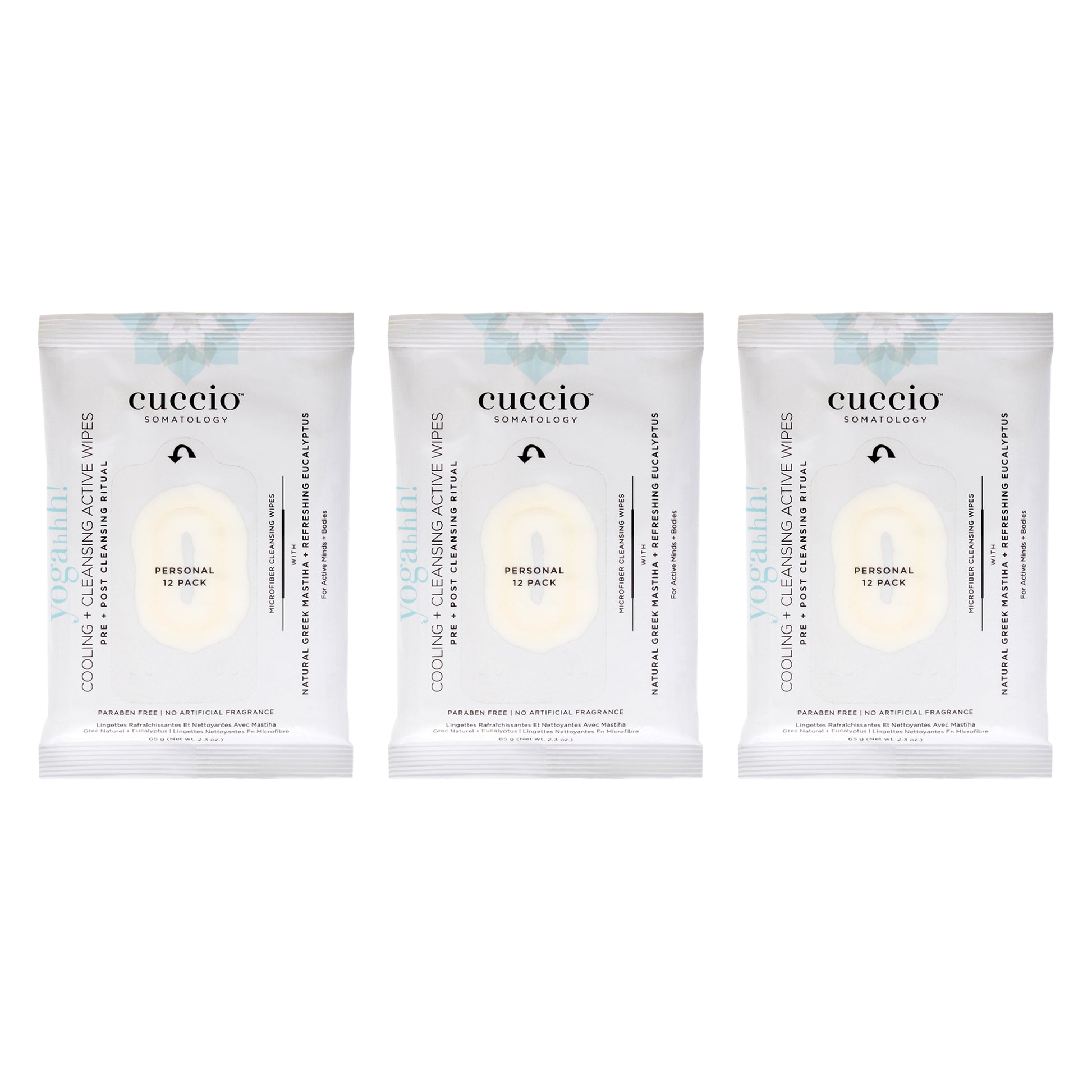 Somatology Yogahh Cooling Plus Cleansing Wipes by Cuccio Somatology for Unisex - 12 Count Wipes - Pack of 3