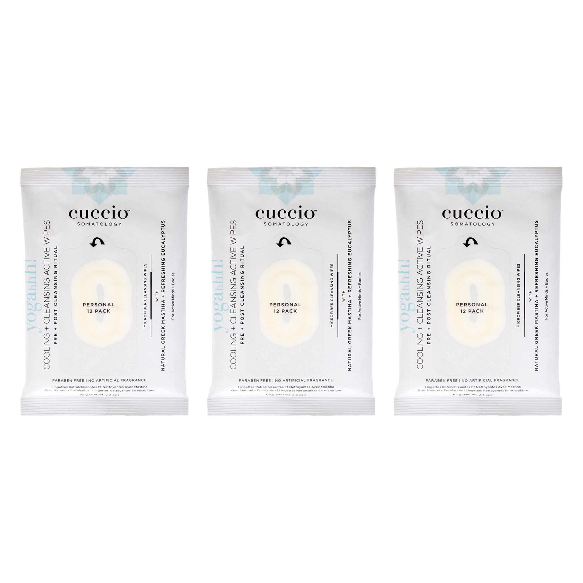 Somatology Yogahh Cooling Plus Cleansing Wipes by Cuccio Somatology for Unisex - 12 Count Wipes - Pack of 3